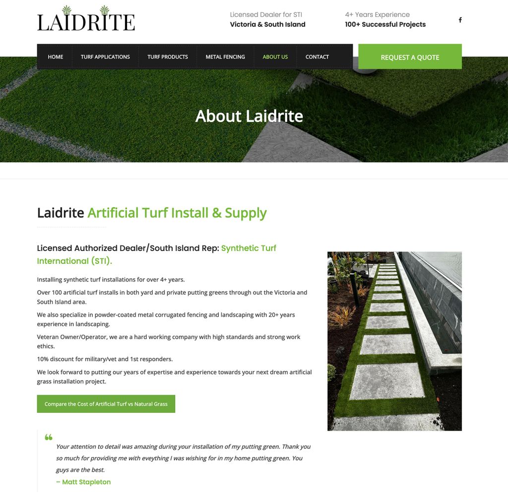 artificial turf website design new site