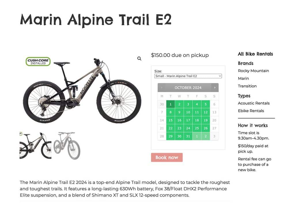 booking calendar for bike rentals wordpress